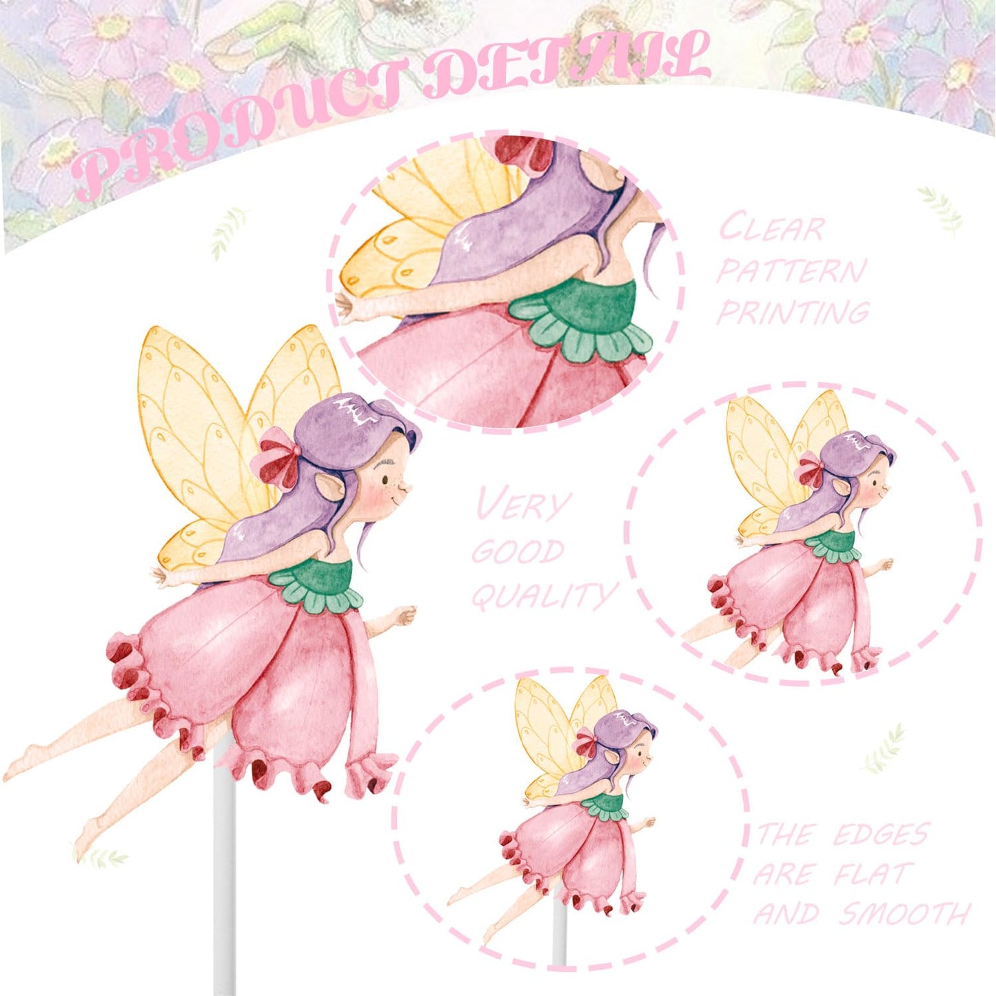 Fairy Cupcake Toppers Flower Fairy Party Cupcake Toppers 24Pcs Fairies Party Cake Picks Garden Birthday Party Decorations for El