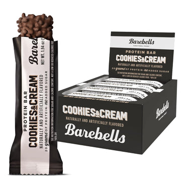 Barebells Protein Bars Cookies & Cream - 12 Count, 20G High Protein   - Chocolate Nutrition Bar With 1G Total Sugars - On-The-Go Breakfast Or Post-Workout Snack