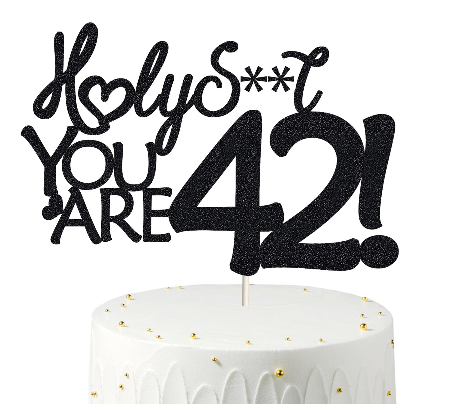 Happy 42Nd Birthday Cake Topper 42 Birthday Cake Toppers-Black Glitter, Funny 42 Cake Topper For Men,42 Cake Decorations For Wom