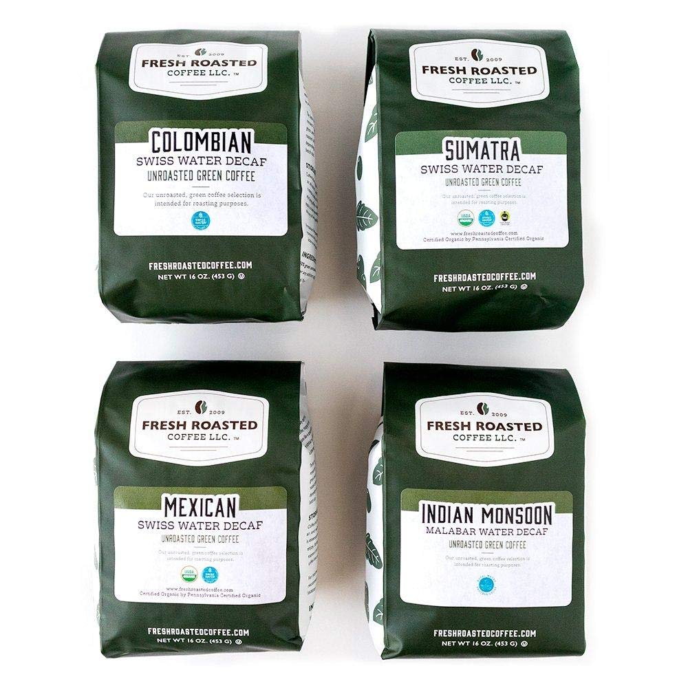 Fresh Roasted Coffee, Unroasted Water Process Decaf Home Roasting Starter Kit, Kosher
