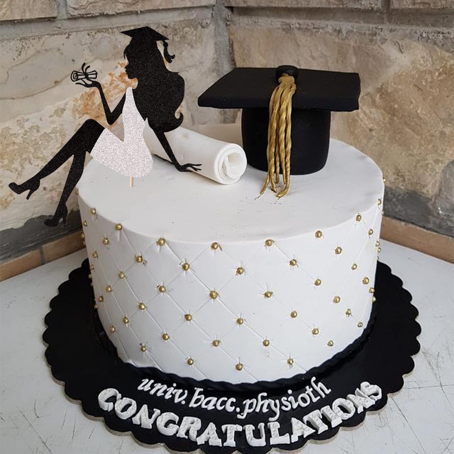 1 Pcs High Heel Girl Graduation Cake Topper With Glitter Grad Cap Diploma 2024 Graduation Cake Pick 2024 Senior Graduation Cake