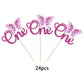 Rssta i Butterfly Cupcake Toppers, 24 Pack, Glitter, First Birthday, Purple, Model XM011
