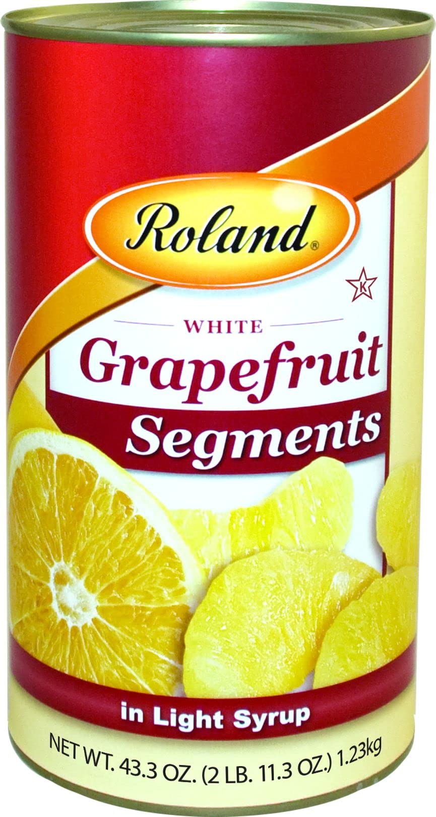 Roland Foods White Grapefruit Segments in Light Syrup, 43.3 Ounce Can, Pack of 4, Light Yellow