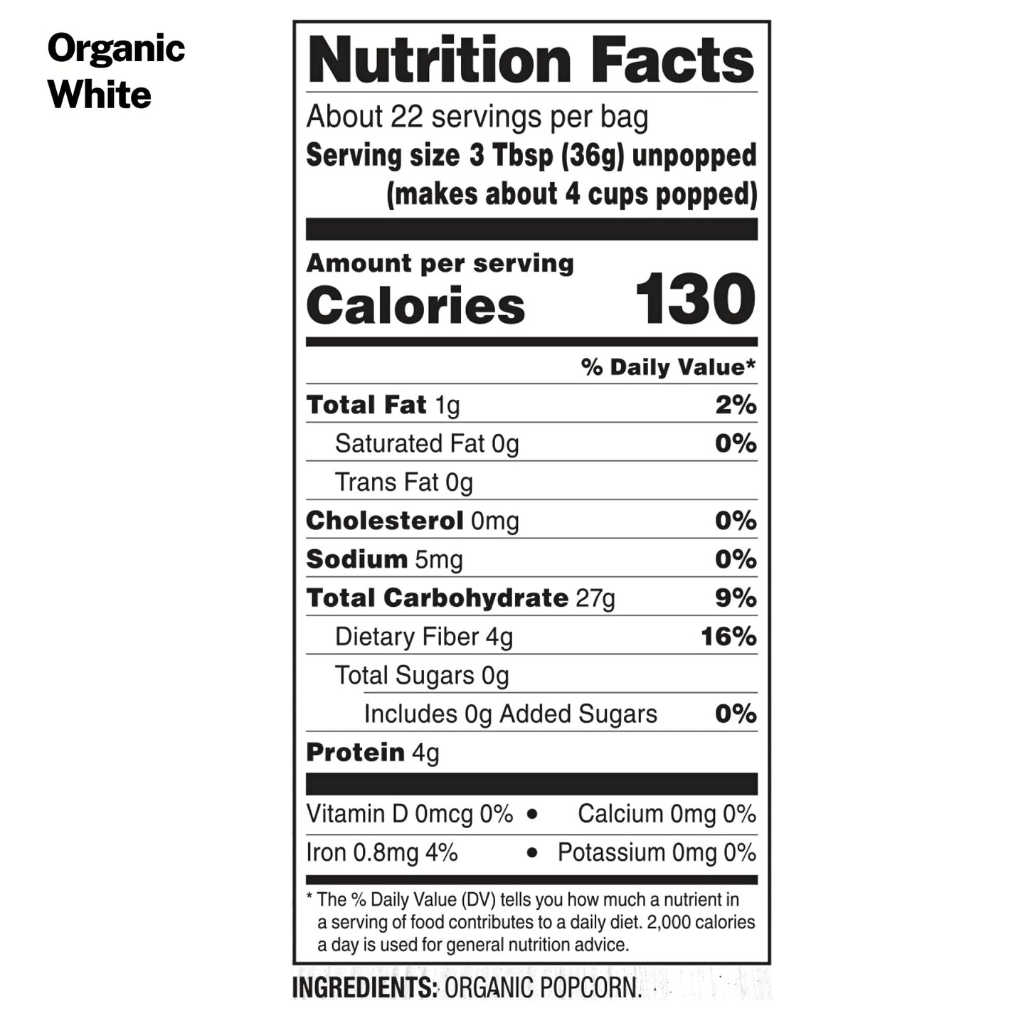 Black Jewell Organic White Popcorn Kernels, Organic Select White, 28.35oz (Pack of 6)