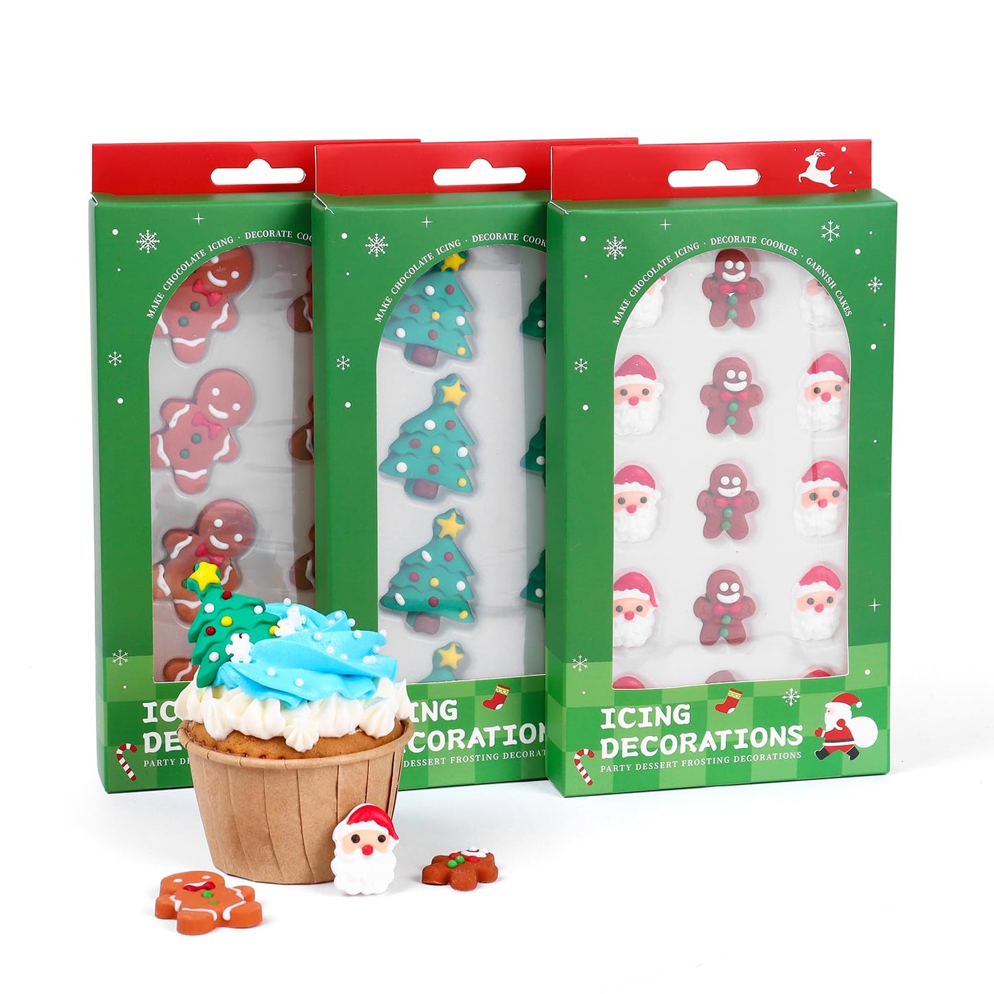 Edible Christmas Cookie Decorations, Edible Gingerbread Men, Christmas Tree, Santa Claus Icing Decorations, Gingerbread House De