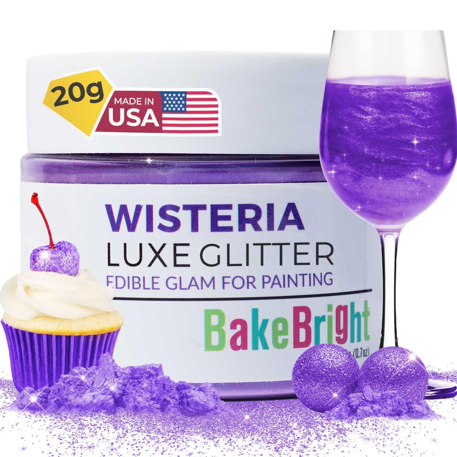 Sweets & Treats Boutique Purple Edible Glitter, 20g, Food Grade, Vegan, Kosher, Halal, Gluten Free, Wisteria Purple