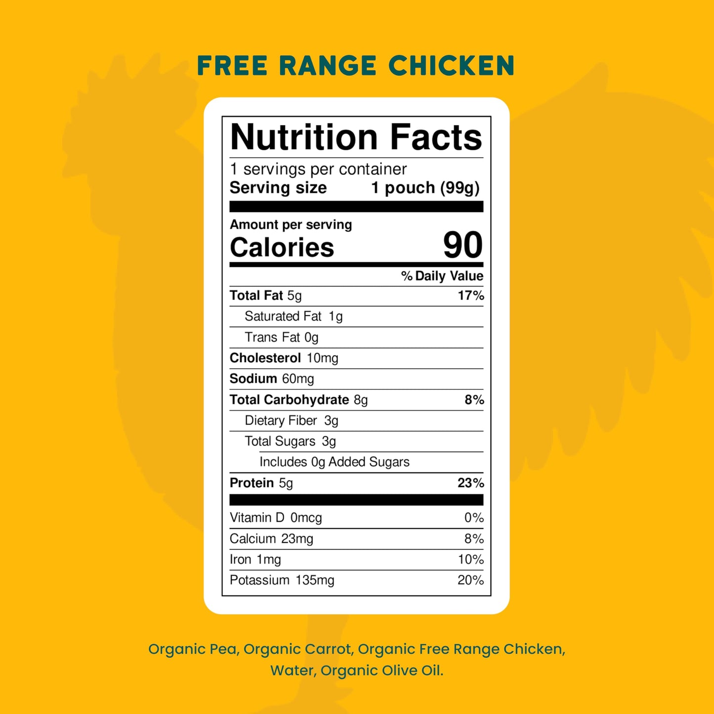 Serenity Kids 6+ Months Baby Food Pouches Puree Made With Ethically Sourced Meats & Organic Veggies | 3.5 Ounce Bpa-Free Pouch | Free Range Chicken, Pea, Carrot | 1 Count