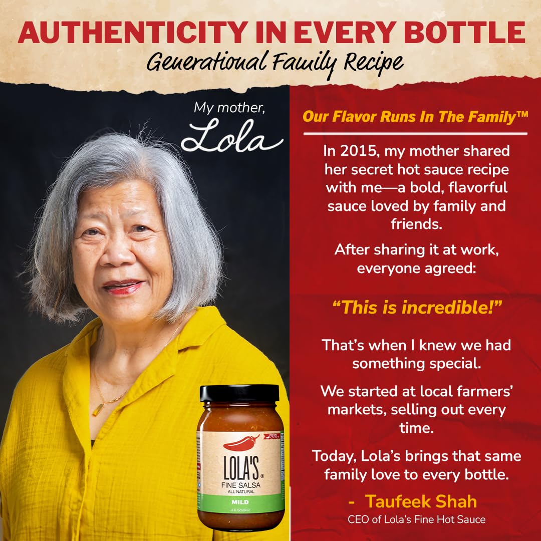 Lolas Mild Salsa - Smooth & Savory with Jalapeño & Green Chiles - 16oz Jar