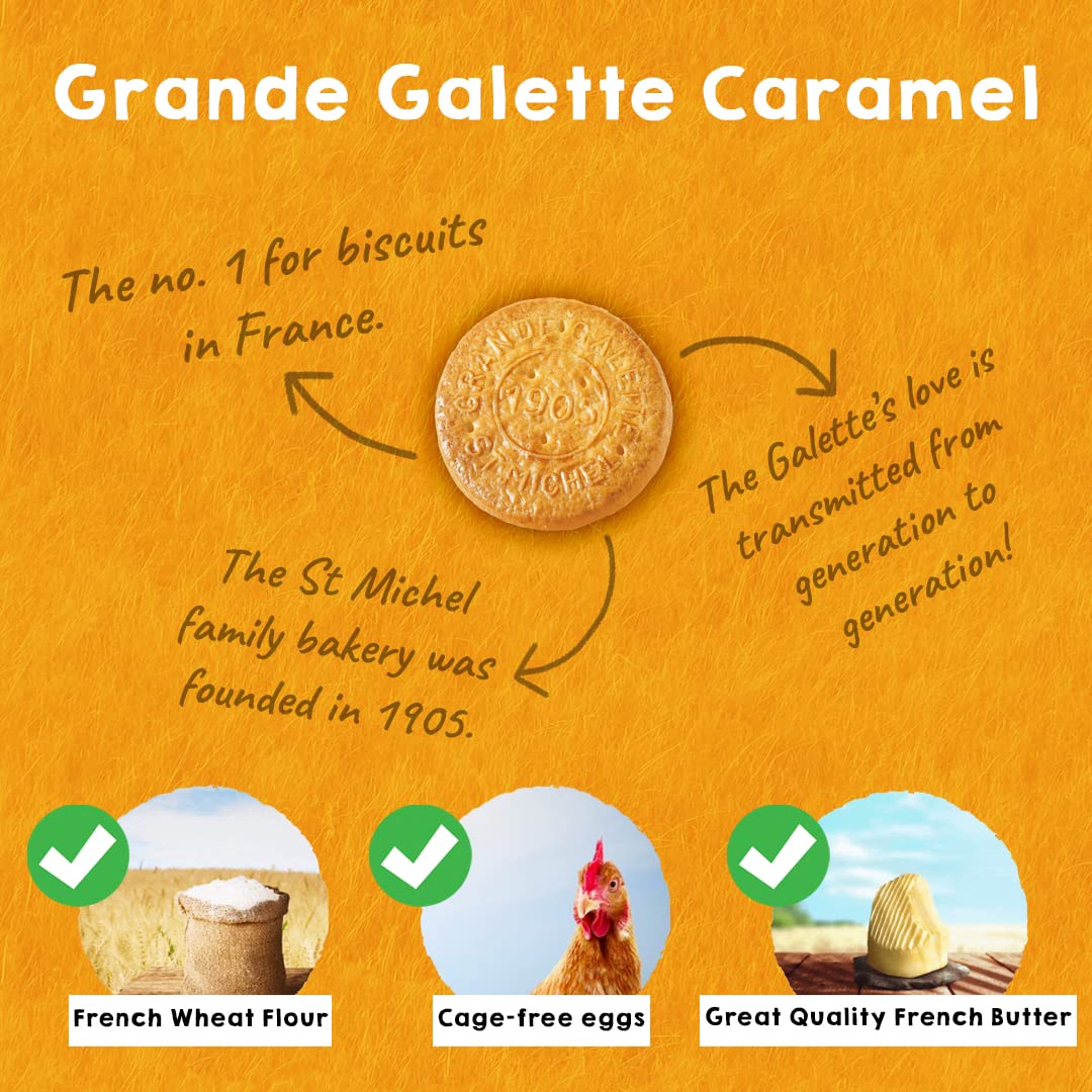 St Michel Caramel Butter Cookies, Pack of 4, 5.29oz, Non-GMO, Golden, Model 20211209_B0CH3VP1R2