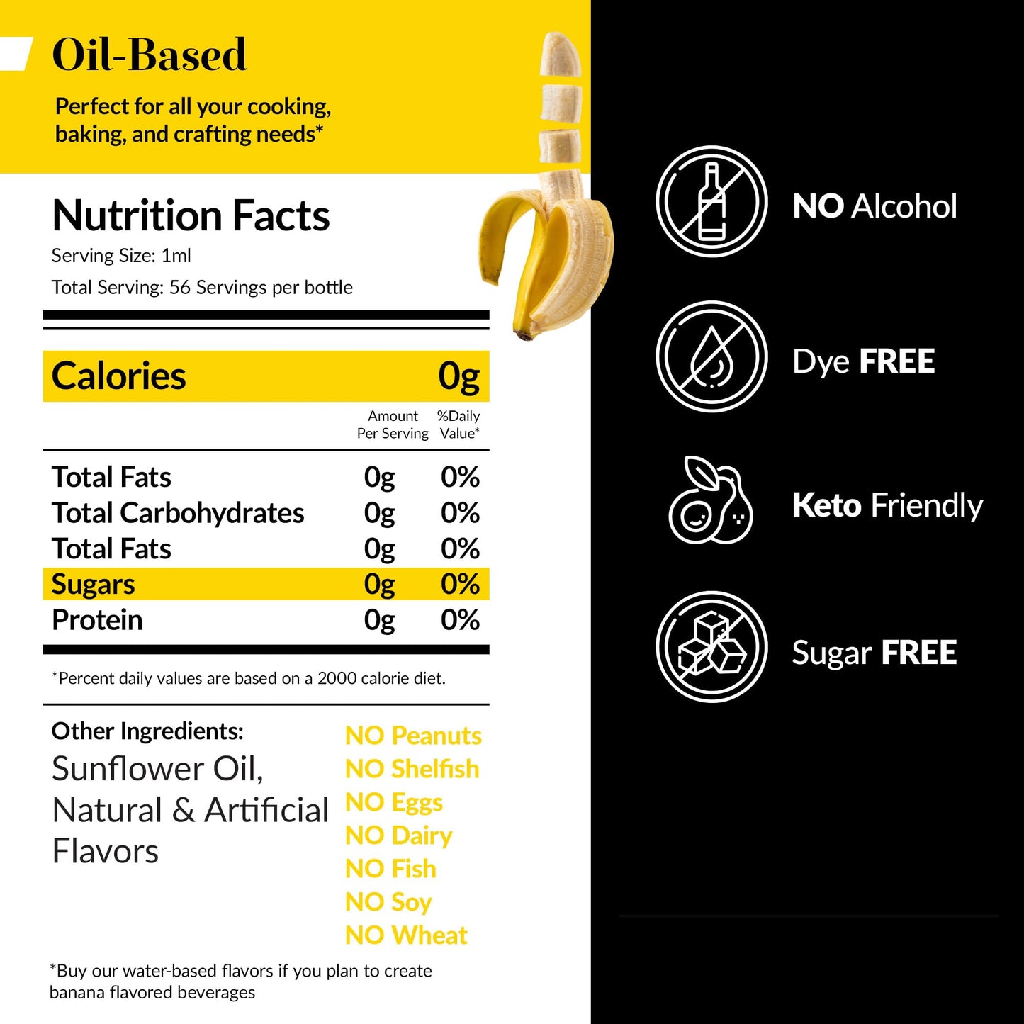 Dolce Foglia Banana Flavoring Oil - 2 Oz. - Ideal for Candy Making, Baking, Ice Cream, and Lip Balm