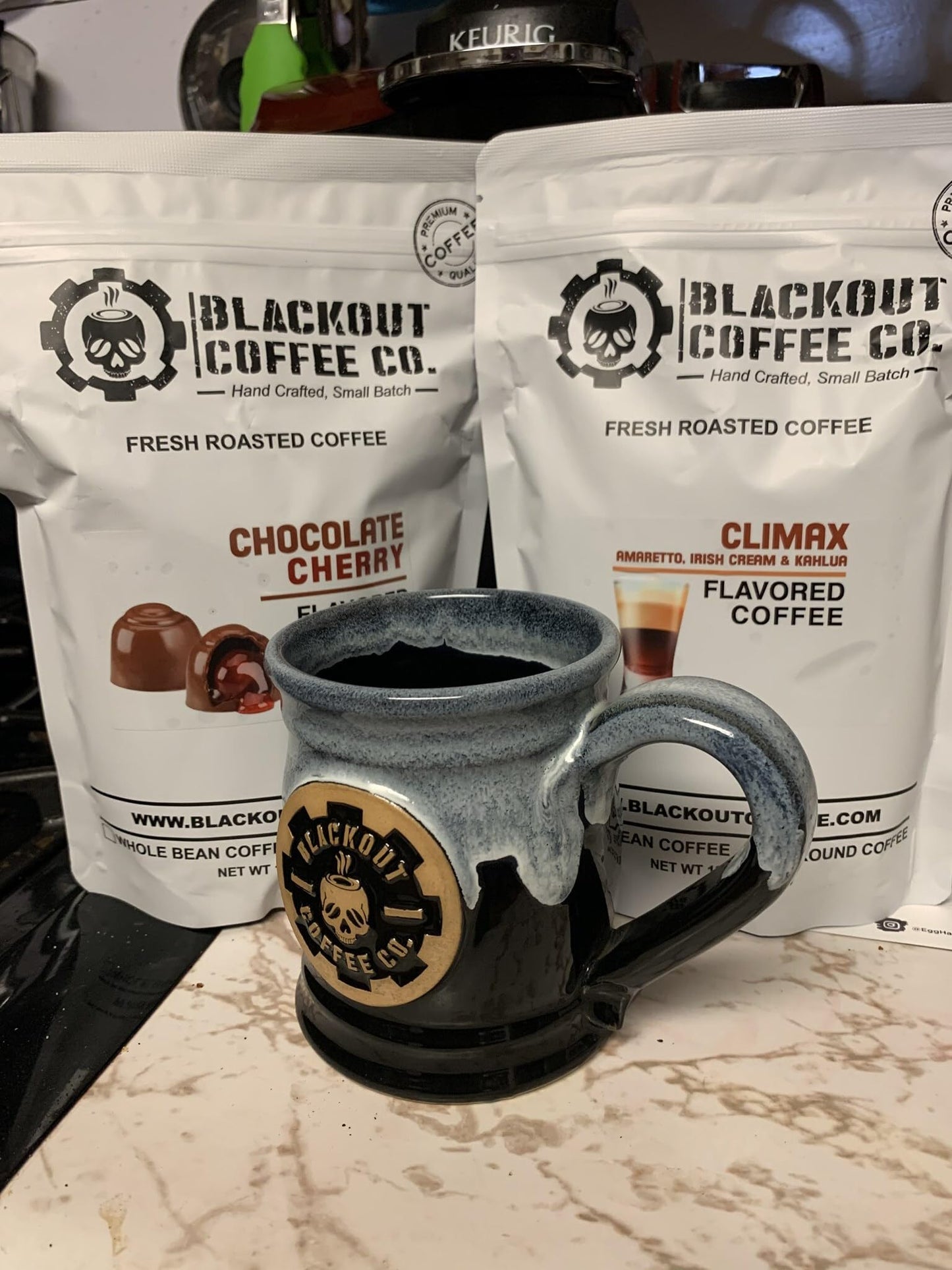 Blackout Coffee Chocolate Cherry Flavored Ground Coffee, Medium Roast - Ground Coffee, Fresh Roasted In The Usa,12 Oz Pouch
