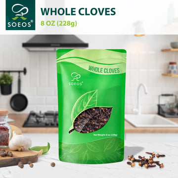 Soeos Whole Cloves 8 Ounce, Premium Quality Fresh Hand Picked Cloves Whole, Great For Foods And Tea, Clove Pomander Balls & Potp