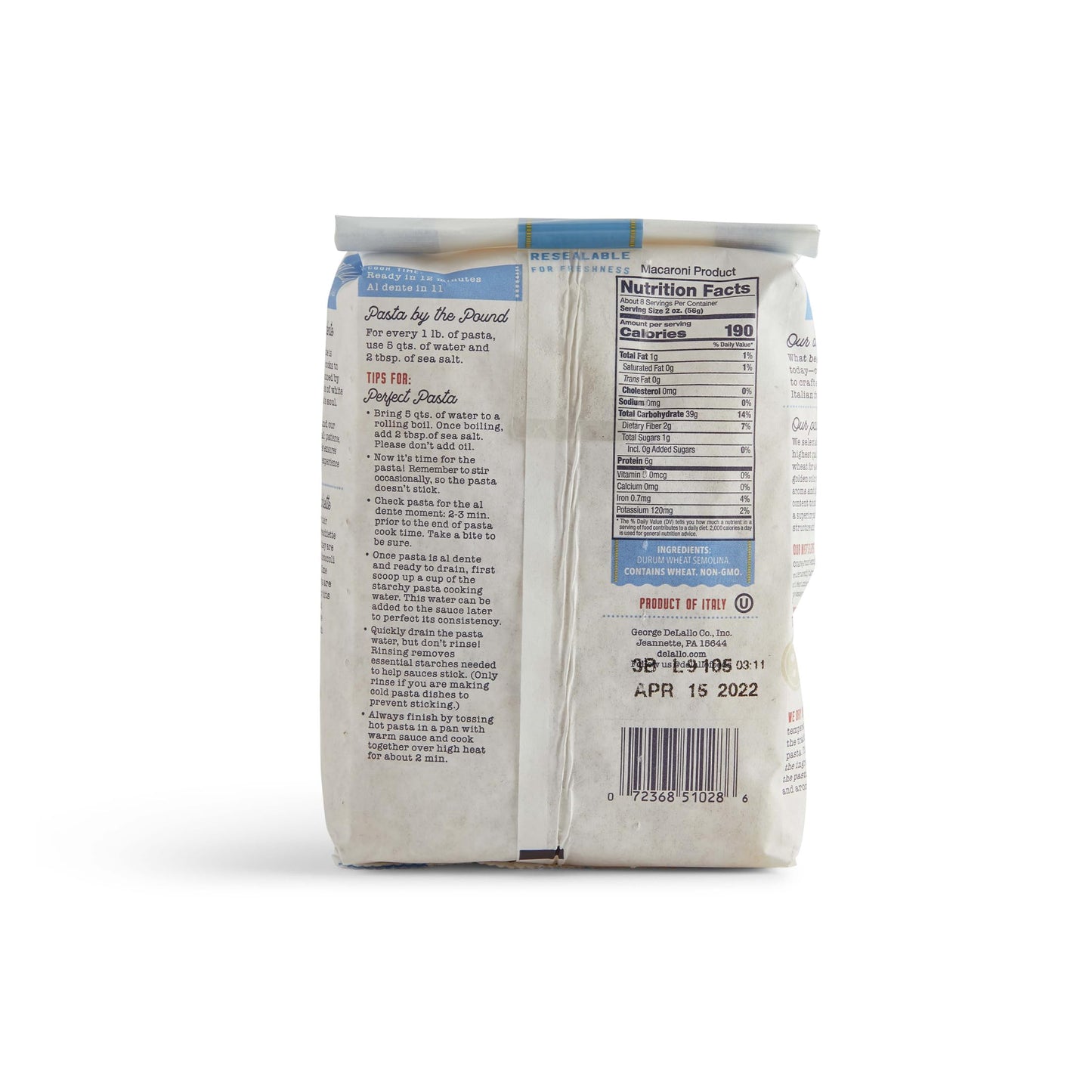 Delallo Orecchiette Pasta, Made In Italy, Bronze Cut, Kosher, Made With Only 100% Durum Wheat Semolina Flour, Non-Gmo, Vegan, 1