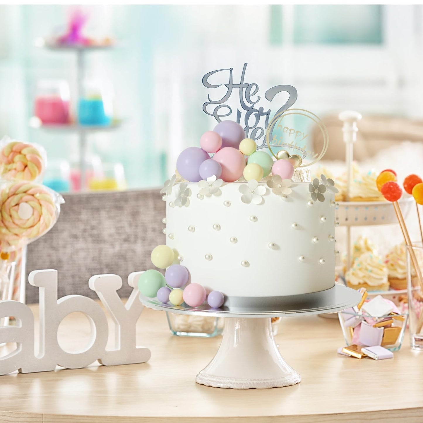 Astaron 32 Pcs Ball Cake Topper Decorations Mini Balloons Cake Topper Sticks Foam Balls Cake Picks Cake Topper Balls Cake Decora