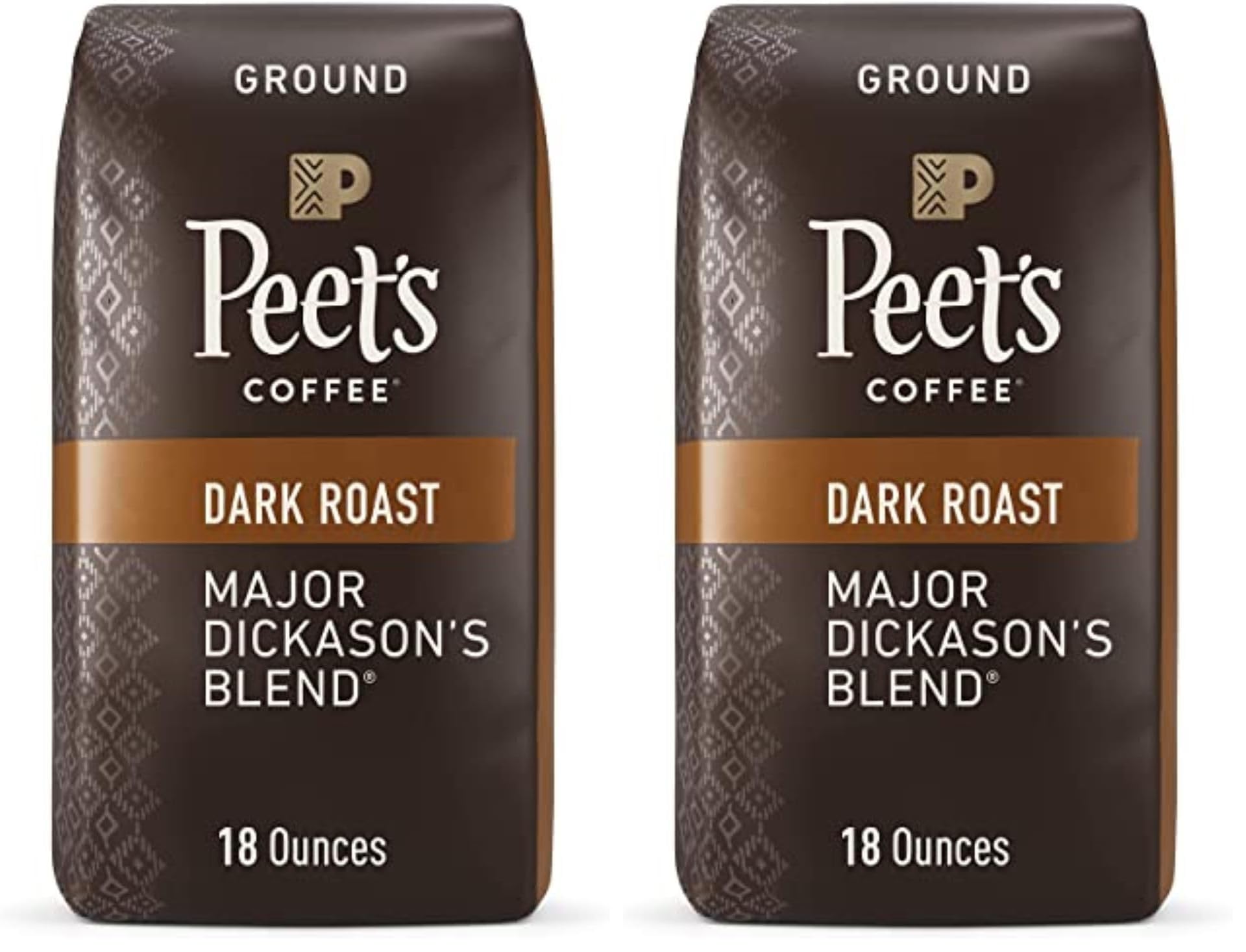 Peets Coffee, Dark Roast Ground Coffee - Major Dickasons Blend 36 Ounces (2 Bags of 18 Ounces)