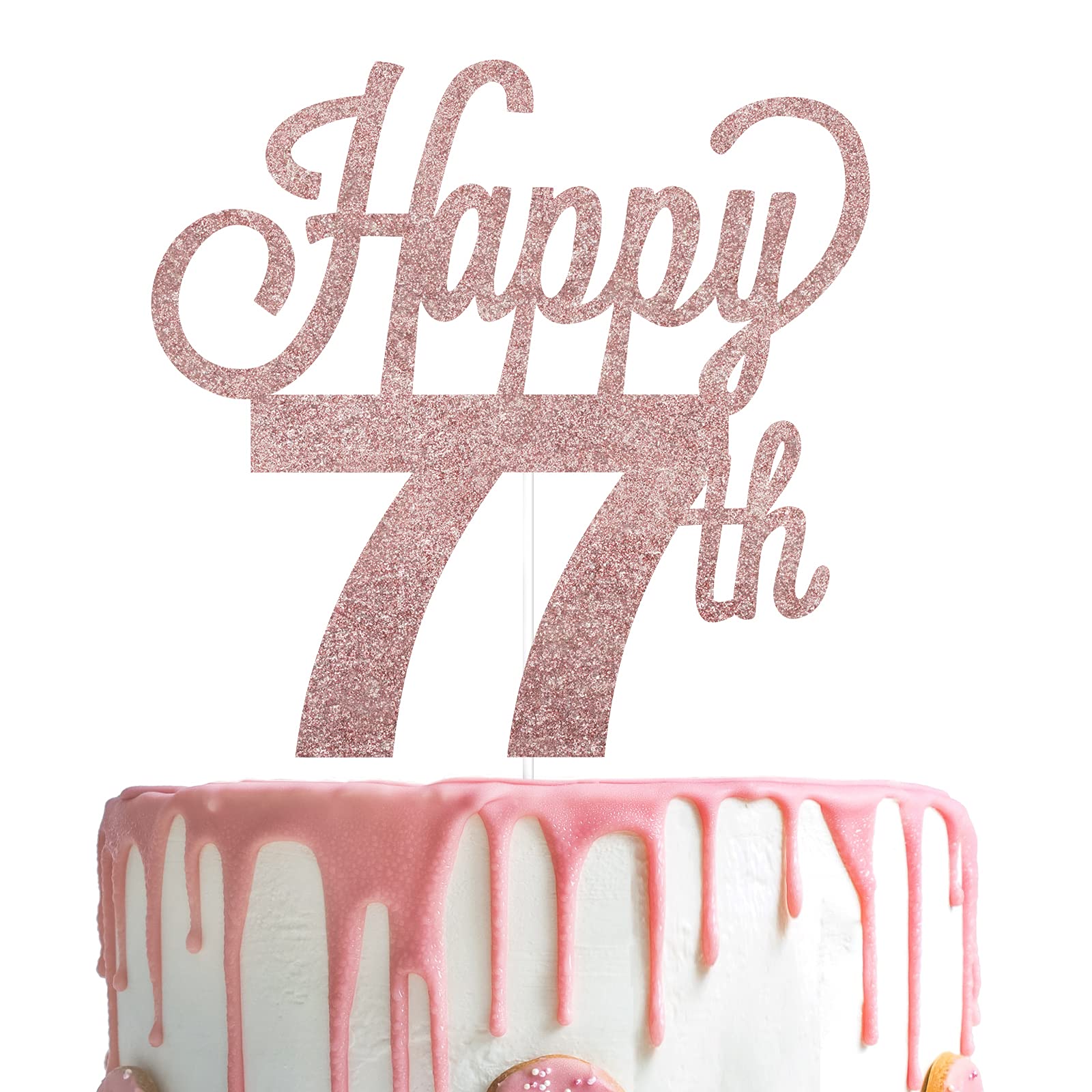 Lingteer Happy 77Th Birthday Cake Topper - Cheers To 77Th Birthday 77 Years Old Birthday Party Cake Decorations Sign.