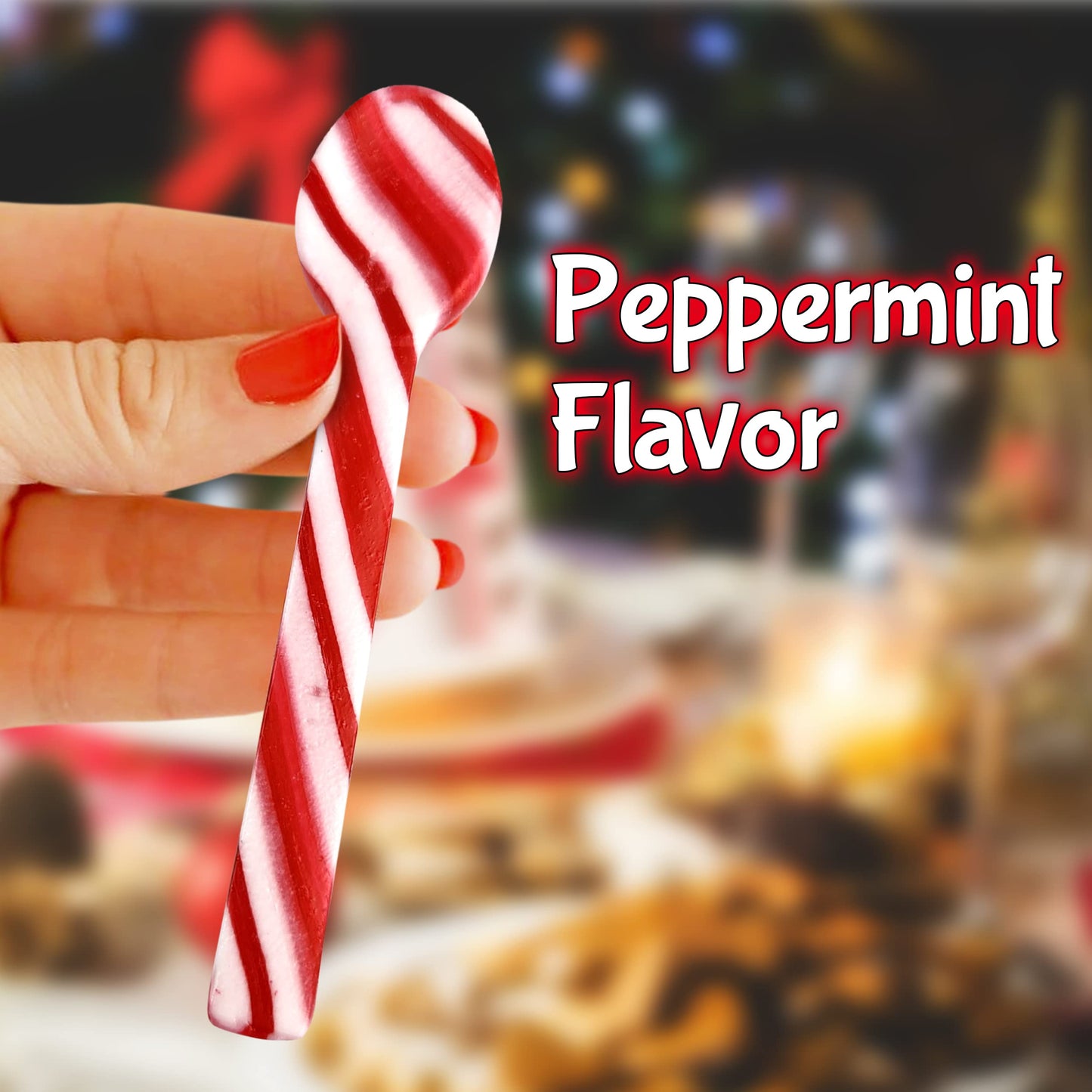 Taboom Peppermint Spoons - 48 Candy Cane Spoons for Hot Chocolate - Colorful Christmas Treats