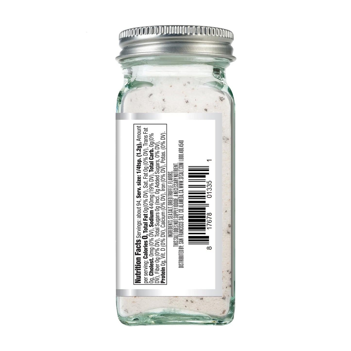 Italian Black Truffle Sea Salt 4 oz. Glass Shaker by San Francisco Salt Company