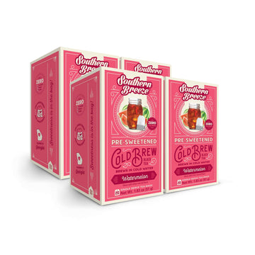 Southern Breeze Cold Brew Sweet Tea Watermelon Iced Tea With Black Tea And Zero Carbs Zero Sugar, 20 Individually Wrapped Tea Bags, Pack Of 4