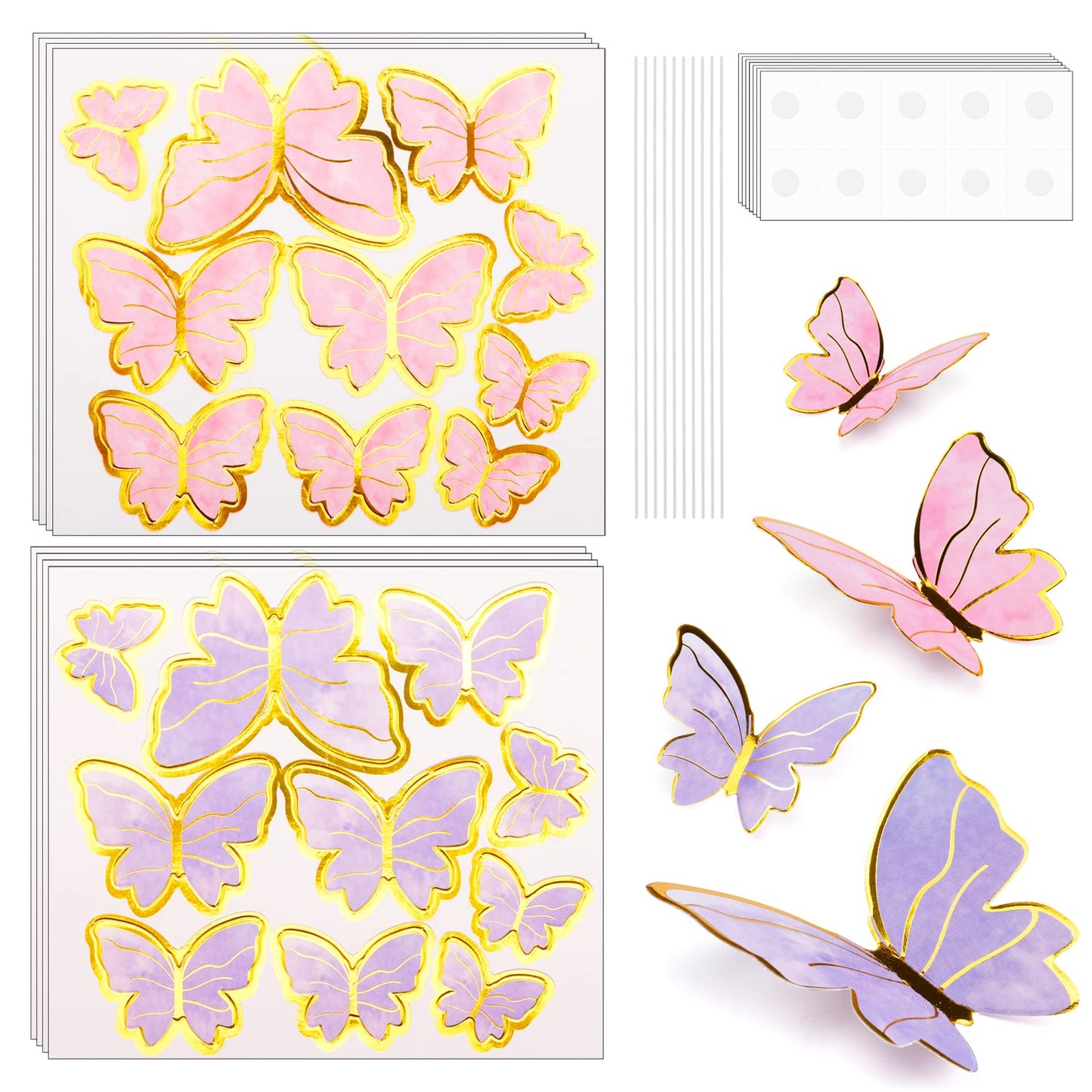 81 Pieces 3D Butterfly Cupcake Toppers Butterfly Cake Decoration Happy Birthday Cake Topper Butterfly Party Decorations Butterfl