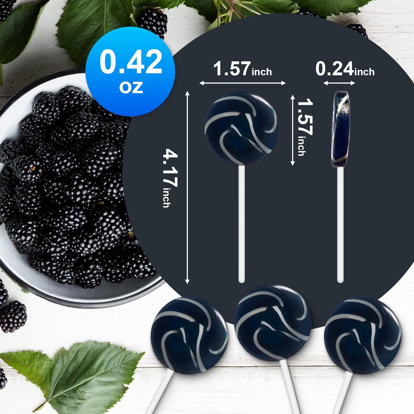 ZOFIA SWEET 32 Pack Black & White Swirl Lollipops, Gluten-Free, No Artificial Dyes or Flavors, Individually Wrapped