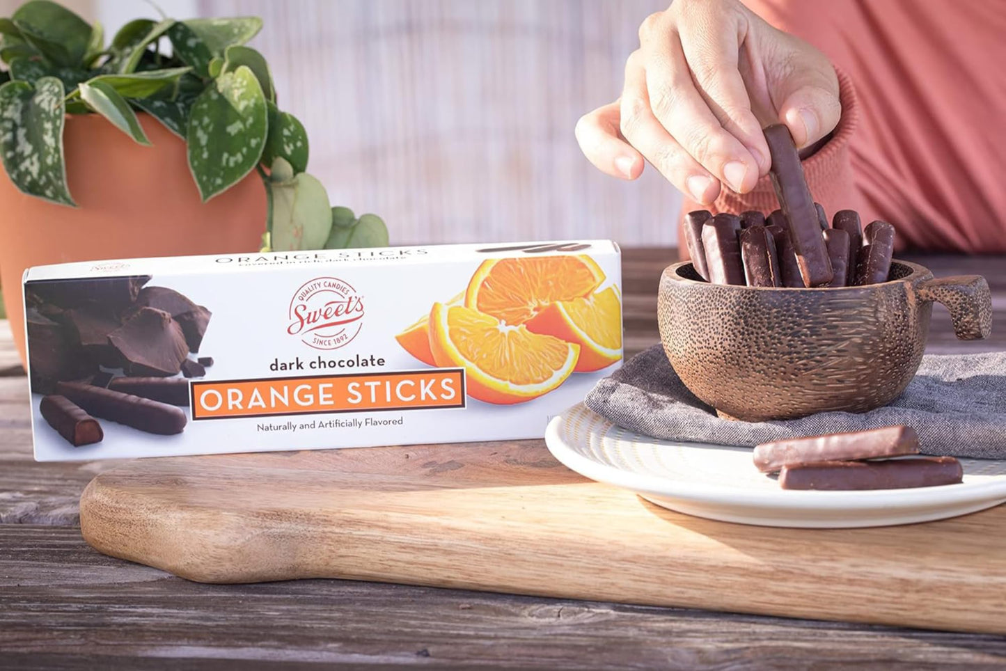 Sweet Candy Company Dark Chocolate Orange Sticks - Gourmet Chocolate Covered Sticks, Chocolate Fruit Flavored Sticks, Gift Idea
