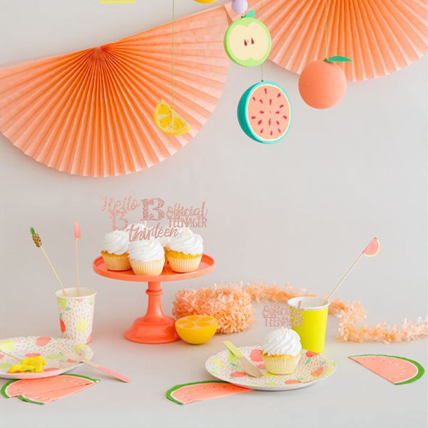 24 Pcs 13Th Birthday Cupcake Toppers Official Teenager Hello 13 Thirteen Cupcake Picks 13Th Birthday Cake Decorations Supplies R