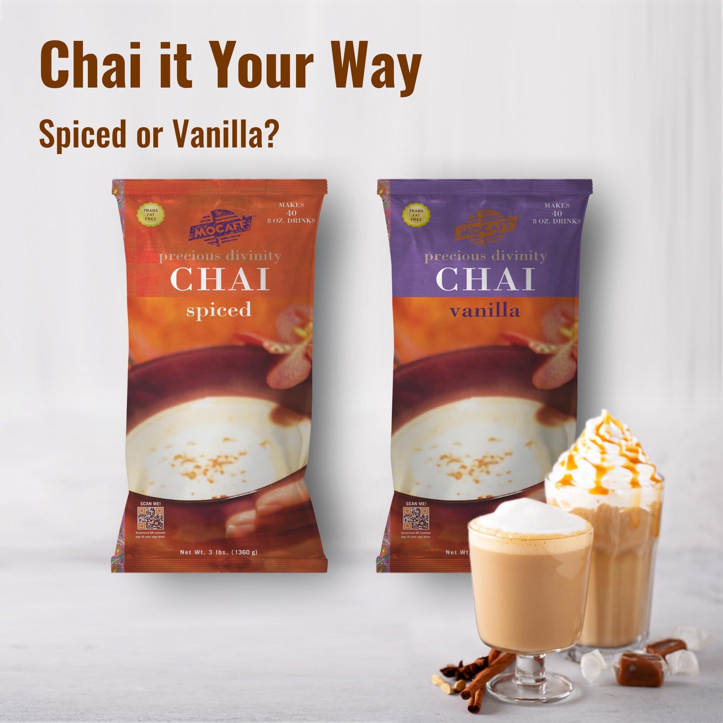 Mocafe Spiced Chai Tea Latte Powder Mix, 3 Pound Bulk Bag