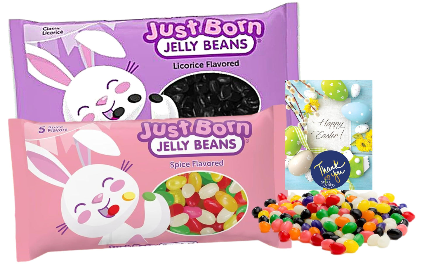 Spice and Licorice Flavored Pectin Jellybeans Candy by Just Born 2(10 oz Bags) Bundle | Ideal for Easter Decor, Egg Hunts, Baske