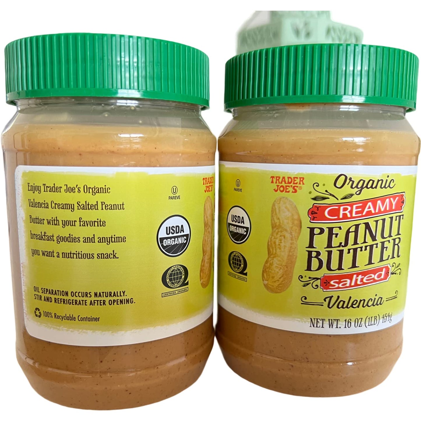Trader Joe'S Organic Peanut Butter Creamy Salted Valencia 1 Lb (Pack Of 2)