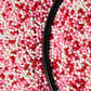 NIPEOR Edible Pearl Sprinkles for Cake Decorating - 130g 2mm Matte Sugar Pearls in White, Red, Pink
