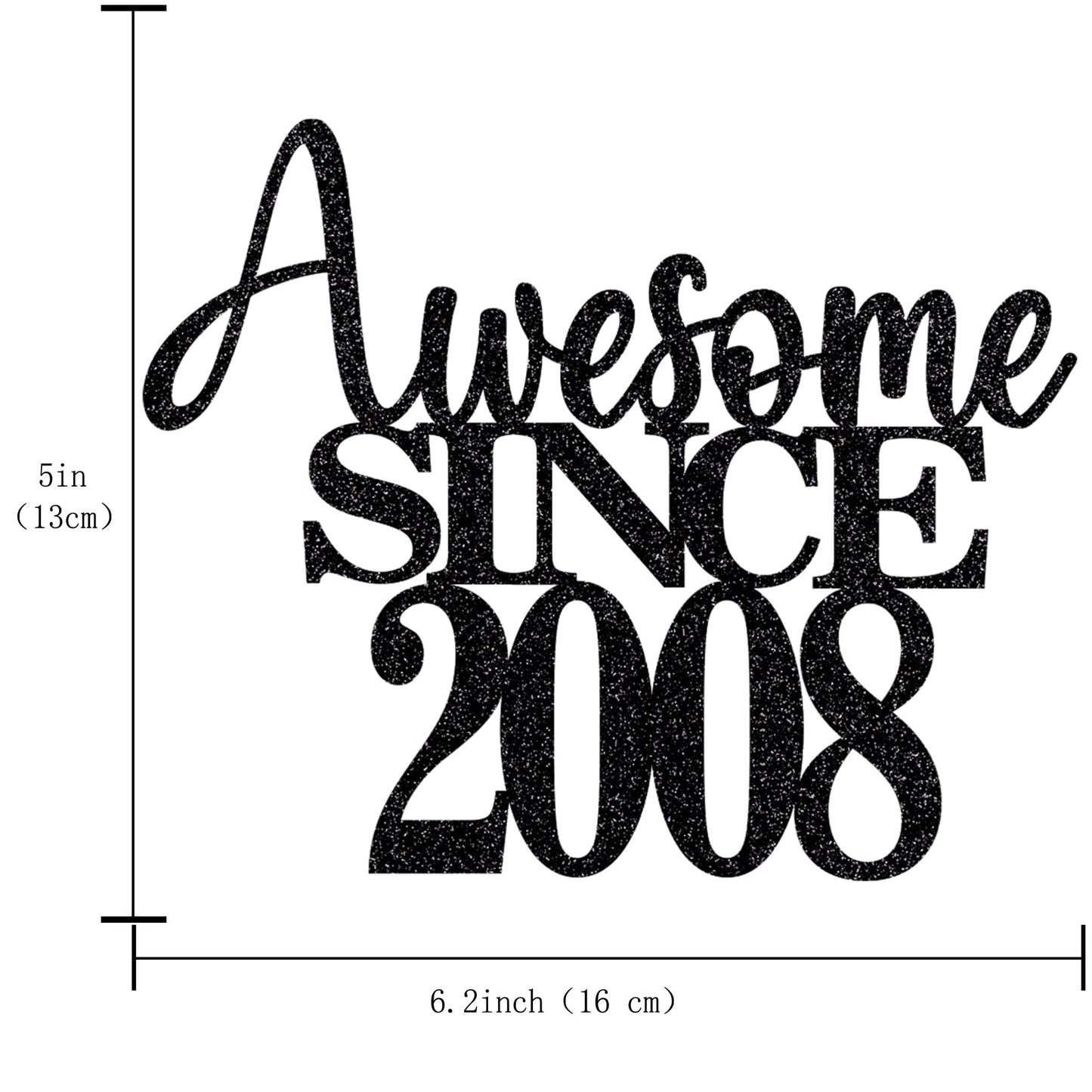 16Th Awesome Since2008 Cake Topper Cheers To 16 Years Birthday Cake Pick 16 Fabulous Cake Decoration For Happy 16Th Birthday Ann
