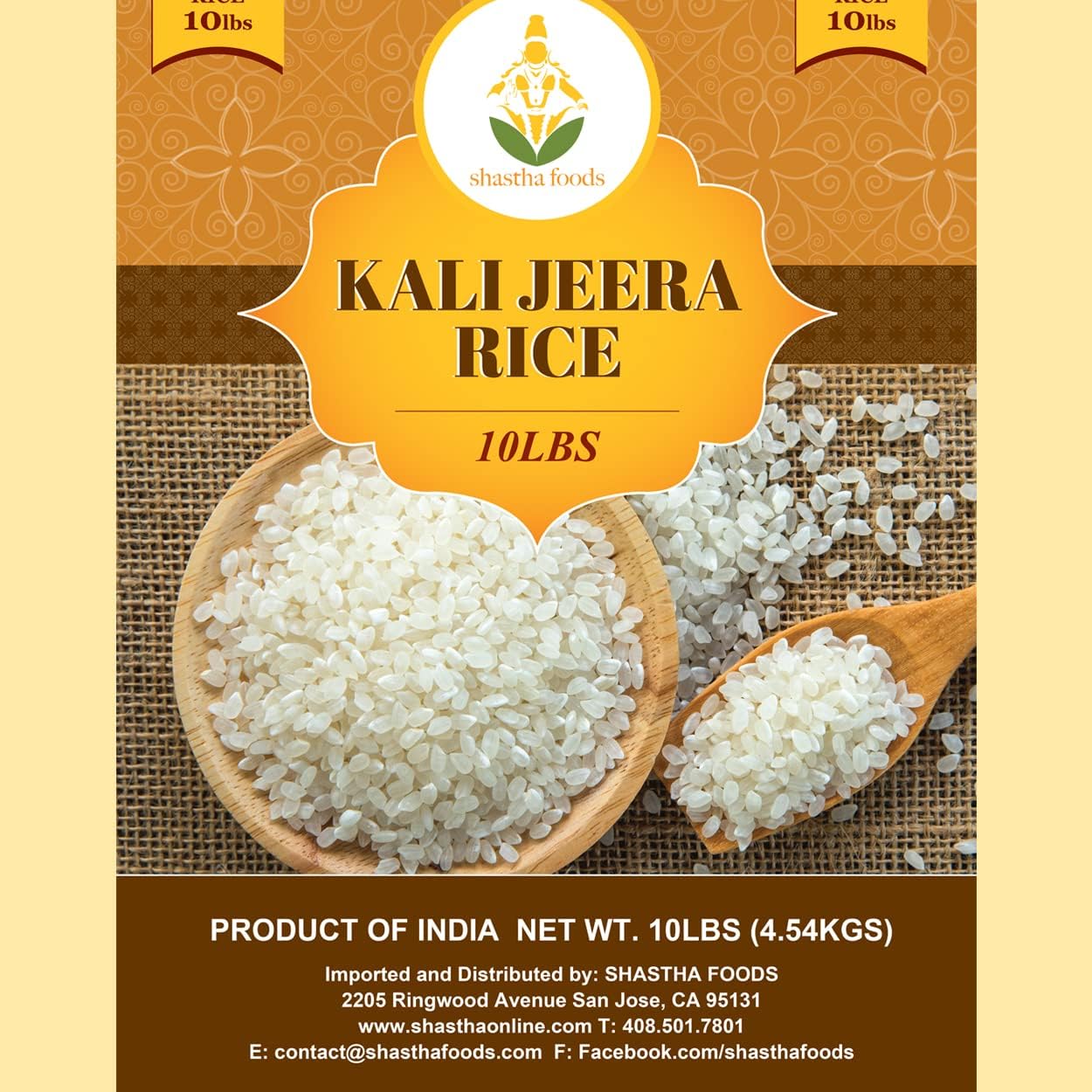 Shastha Kalijeera Rice 10 Lbs (Pack of 1) 10 Lbs x 1 Bag (Total 10 Lbs)