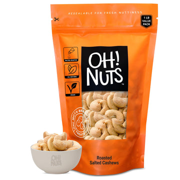 Cashews Roasted Salted | 1 Lb | Oven Dry Roasted Cashews | Packed In New York Zip-Seal Bag For Exceptional Freshness By Oh Nuts