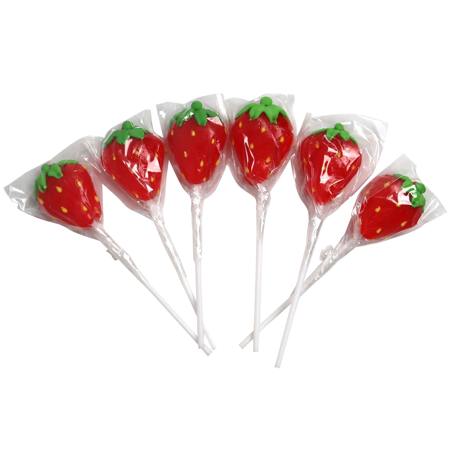 Strawberry Shaped Lollipops - 18 Individually Wrapped Suckers - Strawberry Flavored Candy - Great For Strawberry Party Favors -