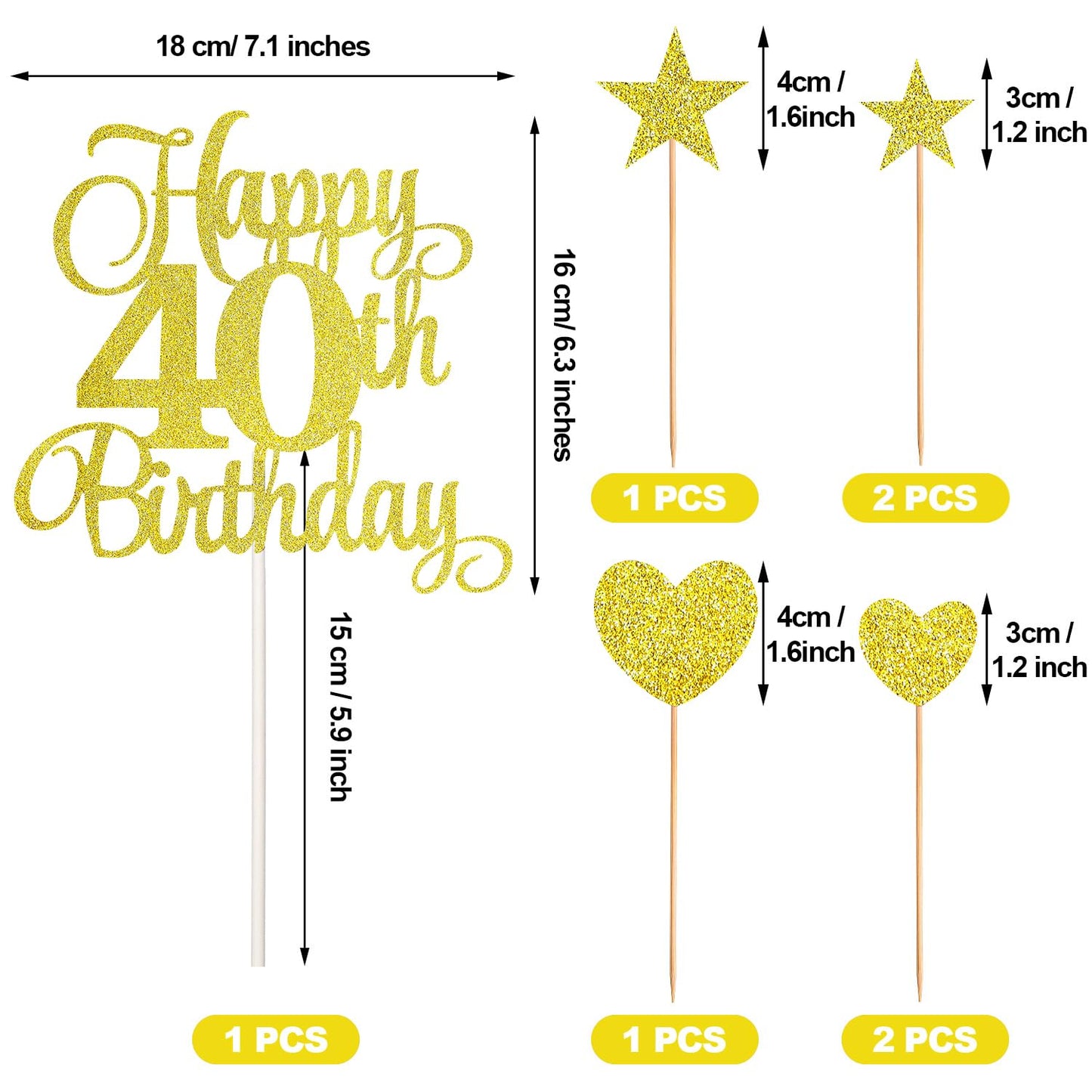 40Th Birthday Cake Decorations Set Include 40Th Birthday Candles Numeral 40 Cake Candles And Happy 40Th Birthday Cake Toppers Wi