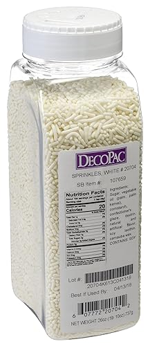 Decopac White Sprinkles | Extra Large 26Oz Pack | Cake Sprinkle Mix, Fancy Sprinkles For Cake Decorating, Handheld Container, Candy Sprinkles, Cake Sprinkles - White