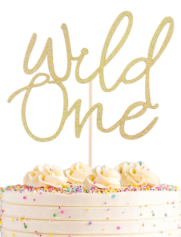 Wild One Cake Topper - Glitter Paper Birthday Cake Decoration For 1St Birthday Party Cake - Baby'S First Birthday Souvenir Party