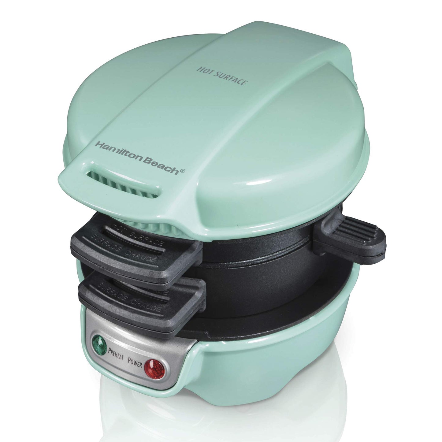 Hamilton Beach Breakfast Sandwich Maker With Egg Cooker Ring, Customize Ingredients, Perfect For English Muffins, Croissants, Mini Waffles, Perfect White Elephant Gifts, Mint (25482)