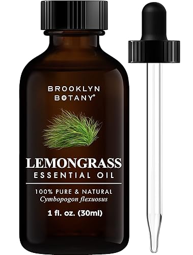 Brooklyn Botany Lemongrass Essential Oil - 100% Pure And Natural - Therapeutic Grade Essential Oil With Dropper - Lemongrass Oil