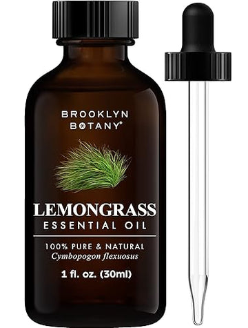 Brooklyn Botany Lemongrass Essential Oil - 100% Pure And Natural - Therapeutic Grade Essential Oil With Dropper - Lemongrass Oil