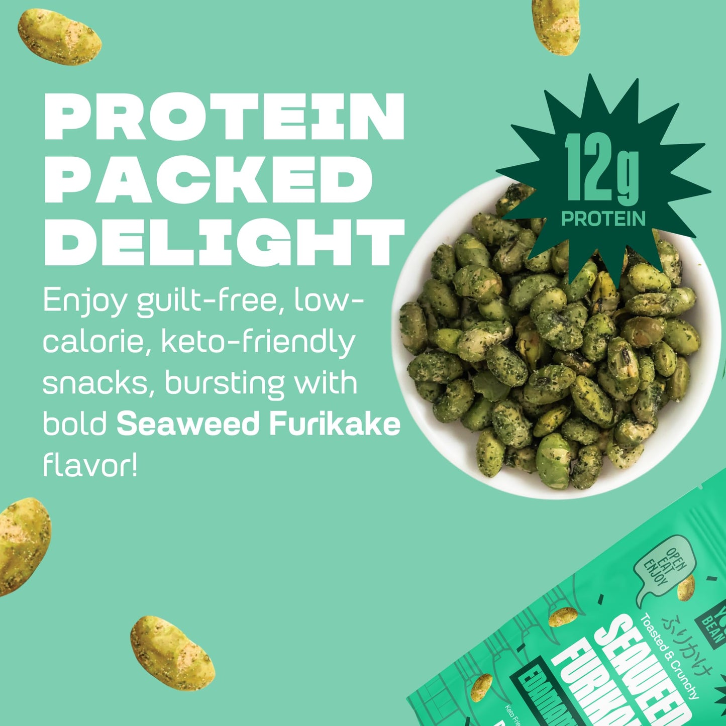 Where You Bean Edamame Beans Snack (Seaweed Furikake) - Crunchy And Dry Roasted Edamame Beans - High Protein Snacks, Keto And Ve