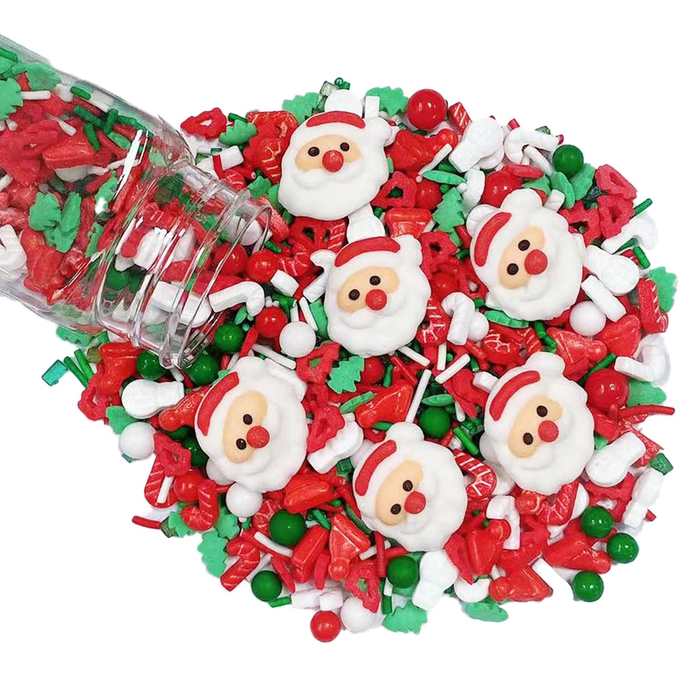 Sentovac Christmas Santa Claus Tree Sprinkle Red Green Mix Sprinkles Edible for Cake Decorating Cookie Cupcake Topper Baking Dec
