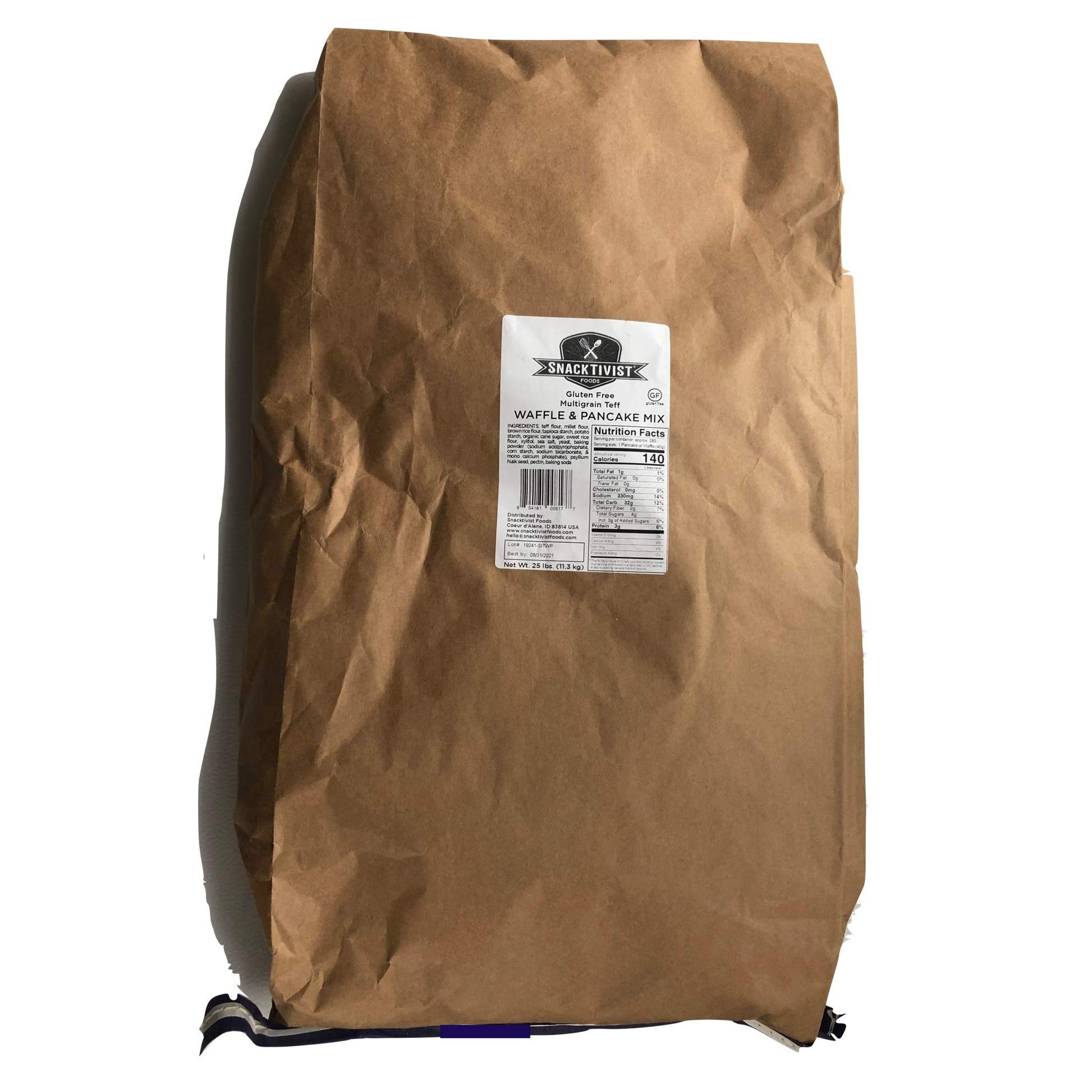 Snacktivist Foods Ivory Teff Pancake & Waffle Mix, Gluten-Free, Non-GMO, Egg-Free, Dairy-Free, 400 Ounce Bulk Bag