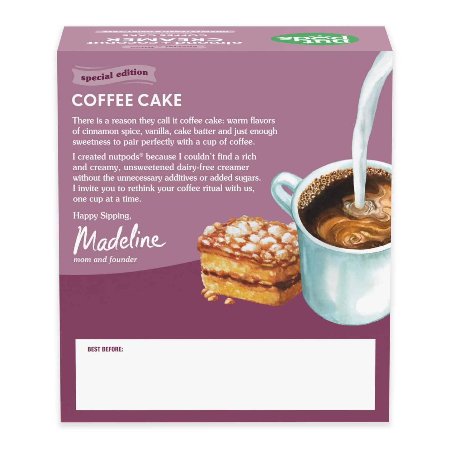 nutpods Coffee Cake Unsweetened Dairy-Free Creamer  Made from Almonds and Coconuts  Whole30  Keto  Gluten Free  Non-GMO  Vegan  Kosher (3-Pack)