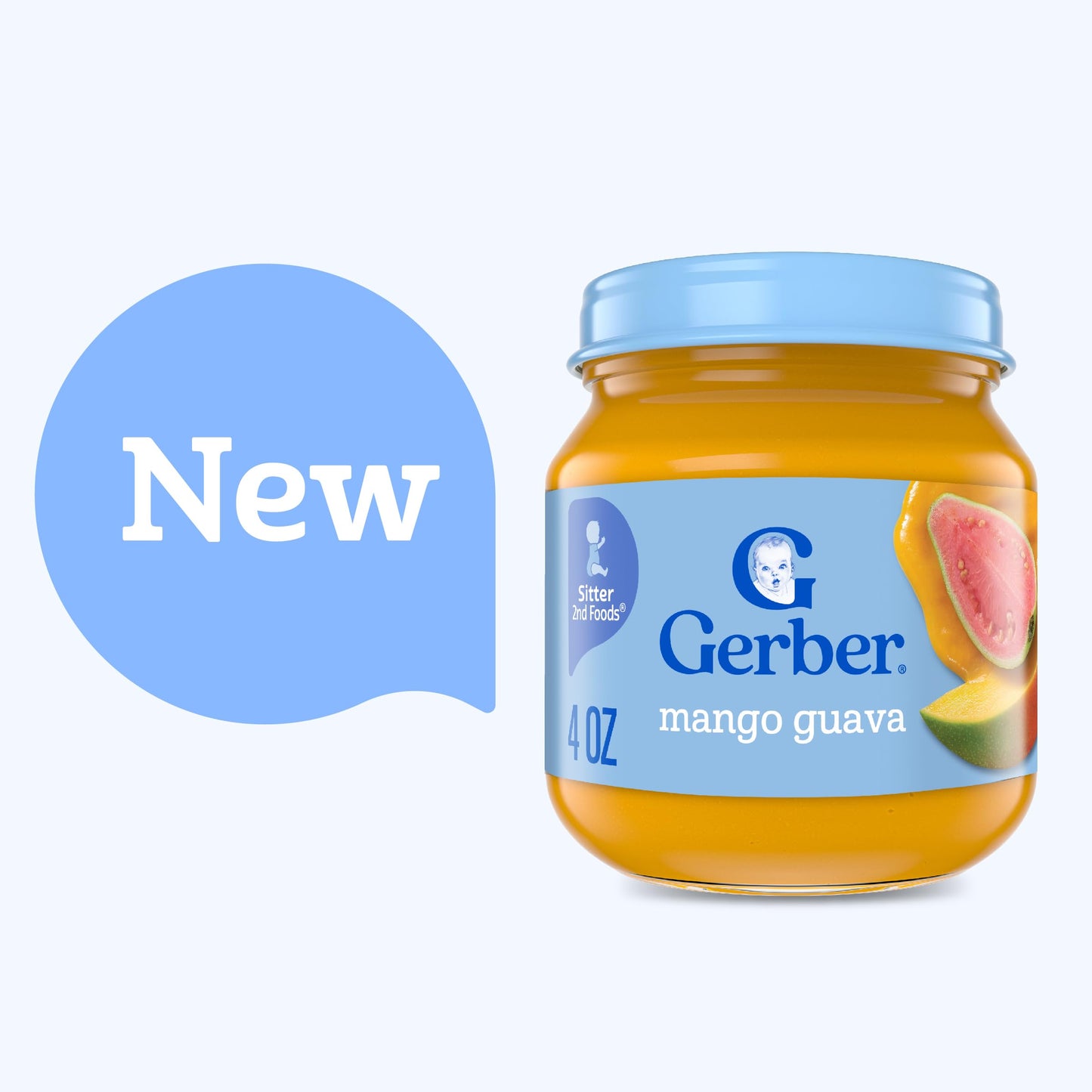 Gerber Stage 2 Baby Food, Mango Guava Jar, Fruit Puree, Vitamin C, Non-Gmo, Baby Food Fruit, Puree Jars Glass, 10-Pack