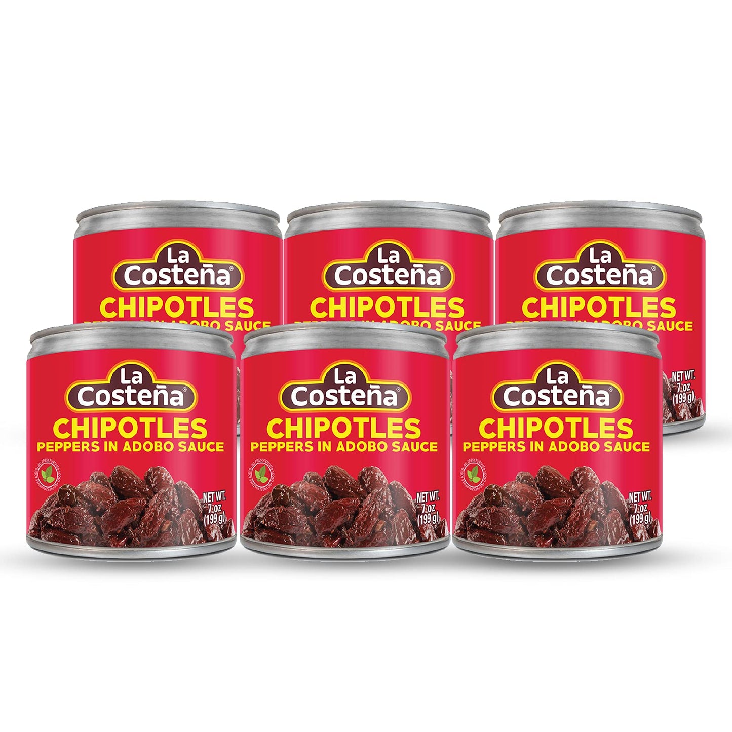 La Costeña Chipotle Peppers in Adobo Sauce, Smoked Spicy, 7oz, Pack of 6