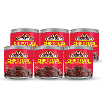La Costeña Chipotle Peppers in Adobo Sauce, Smoked Spicy, 7oz, Pack of 6