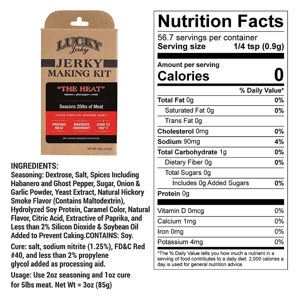 Lucky Jerky The Heat Diy Jerky Seasoning Kit - Seasons 20Lbs Of Meat