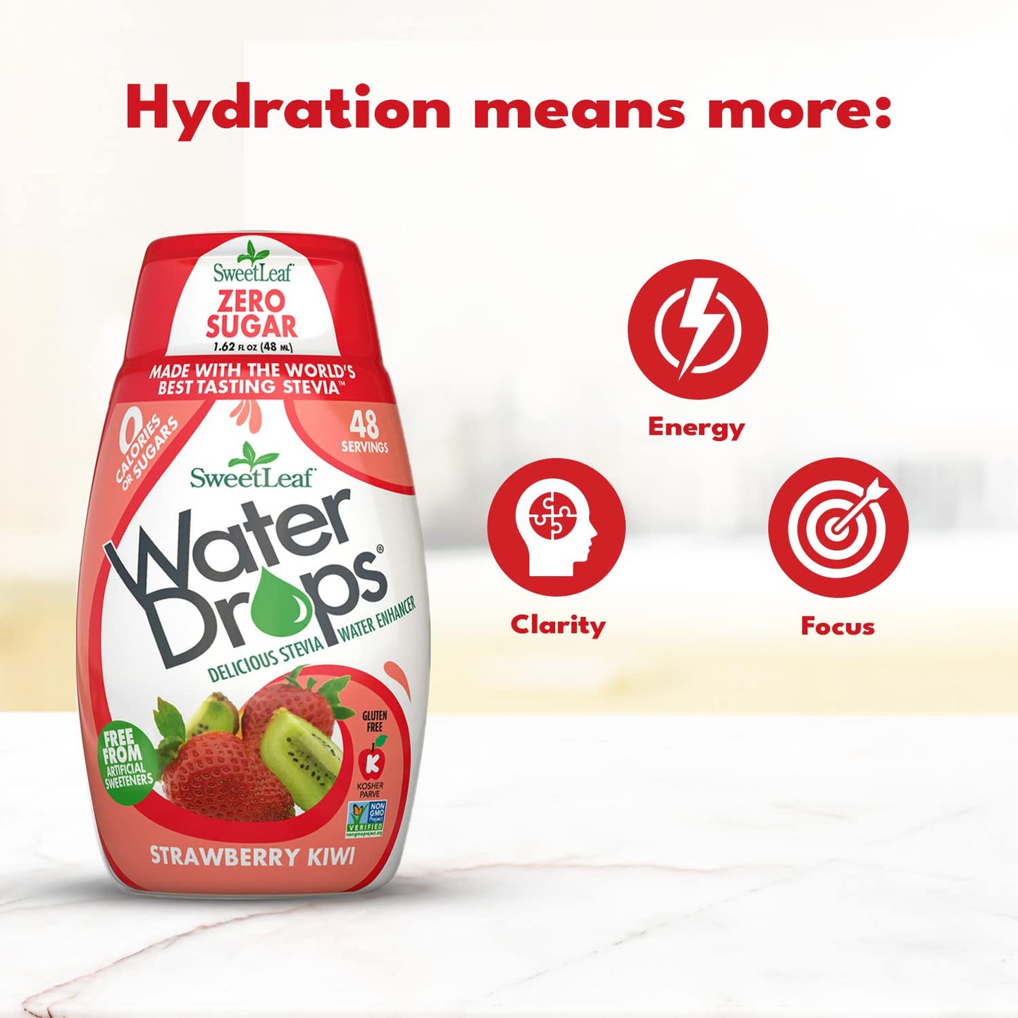 Sweetleaf Water Drops, Strawberry Kiwi - Sugar-Free Water Enhancer Drops, Stevia & Monk Fruit Sweetener Water Flavoring, 1.62 Oz